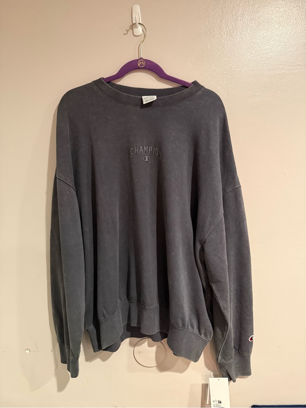 Champion Men's Washed Charcoal Crewneck Sweatshirt